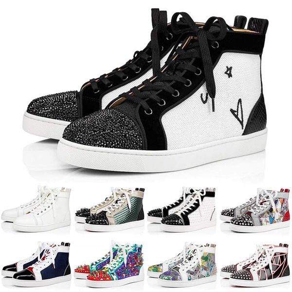 

new red bottoms mens womens designer shoes platform sneakers luxurys studded spikes loafers red bottom casual shoes trainers size us 13, Black