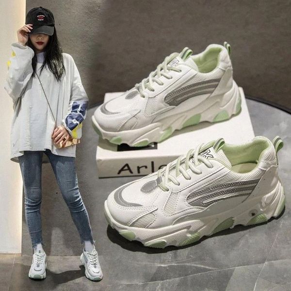 

dad shoes female korean students harajuku wild ins ultra-fire thick outer increased movement running shoes plus size shoes #tm65