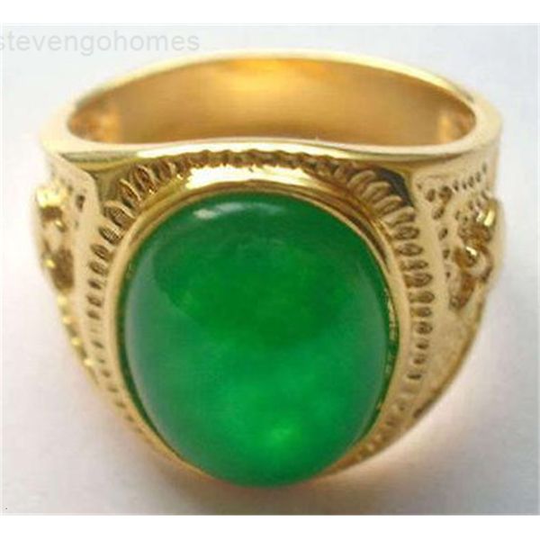 

men's jewelry 18k ring(8,9,10,11,12) gp green jade, Golden;silver