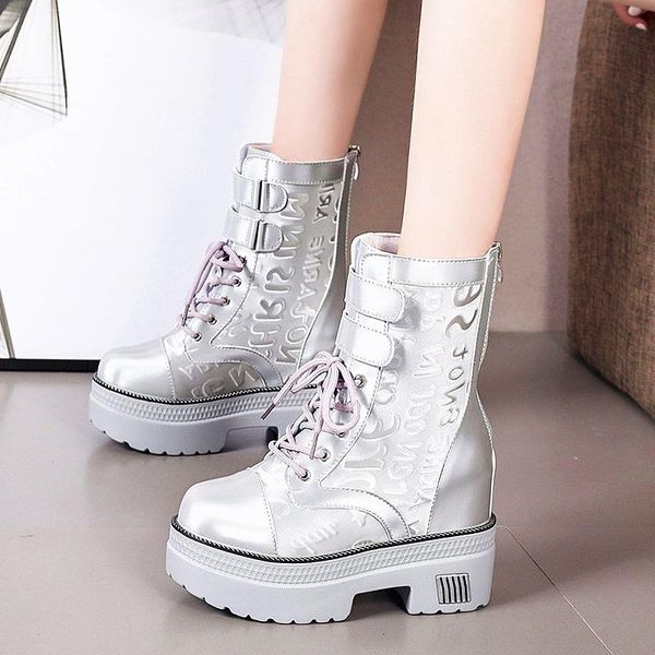 

autumn 2020 and winter new women's boots thick-soled round toe fashion boots women's casual slope heel flat ankle, Black