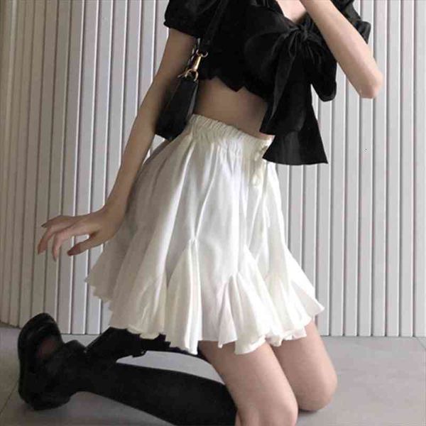 

white thin poncho a-word skirt womens wear-reducing skirt summer korean version of a hundred high-waisted student, Black