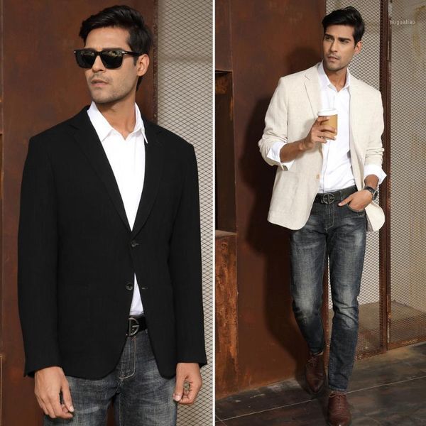 

men's two-button blazer coat with pockets breathable notch lapel stylish fashion classic solid color slim office work wear1, White;black