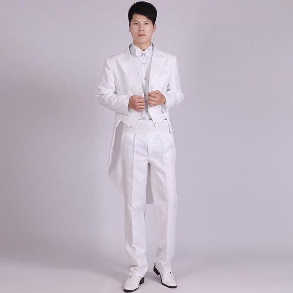

customized tailcoat white/black groom men suit tuxedos notch lapel groomsmen mens wedding suits (jacket+pants+bow tie)suits mens