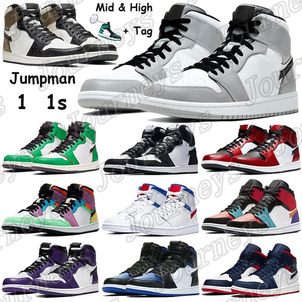 

2021 jumpman 1 1s high dark moach mid light smoke grey basketball shoes twist men women sneakers lucky green chicago toe trainers keychain