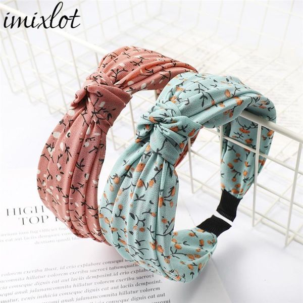 

imixlot fashion bohemian flower print pattern center knot hairband wide knotted head hoop women simple sweet hair accessories1, Golden;silver