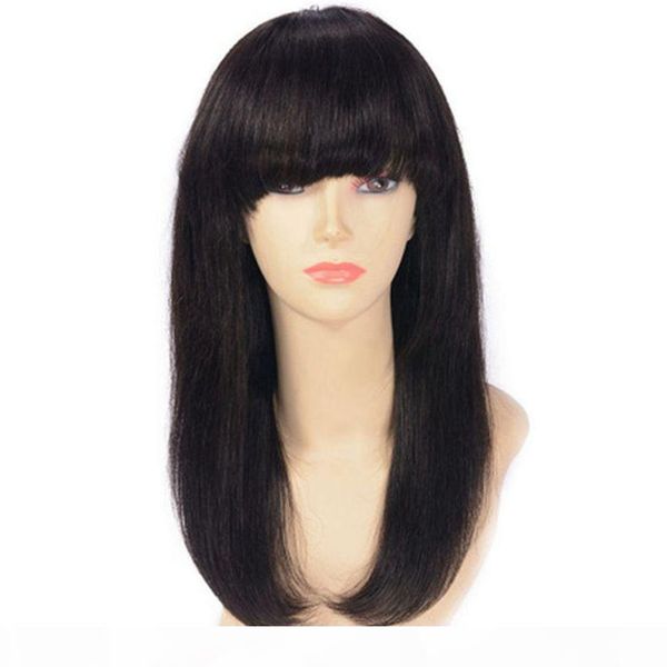 

full lace human hair wigs with baby hair mongolian lace front wig glueless straight virgin hair wig, Black;brown