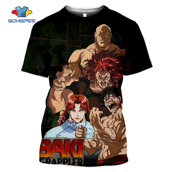 

comic grappler baki japan boxing anime men ninja violent 3d print shirts funny aesthetic humor men clothing