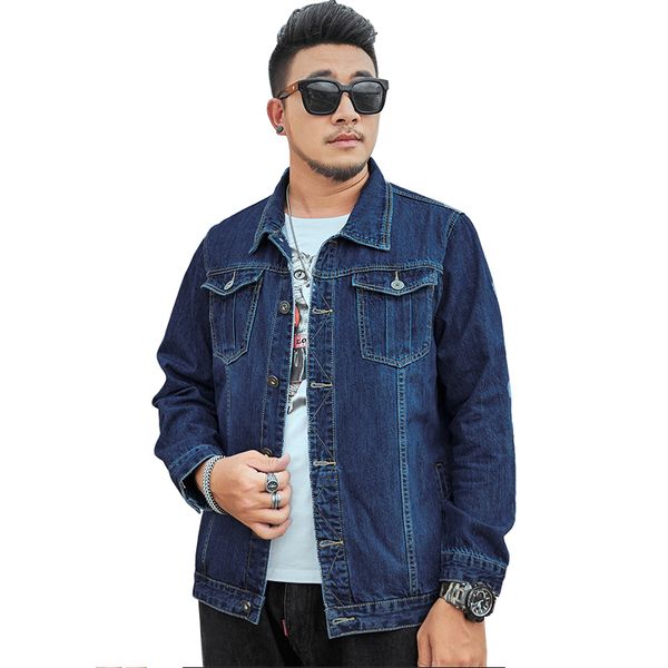 

oversized 5xl 6xl 7xl 8xl men's casual single breasted denim jacket fashion turn-down collar jeans loose coats men fat, Black;brown
