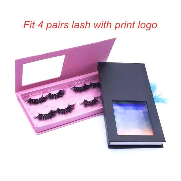 

false eyelashes wholesale 4pair packaging box print logo fake 3d mink lashes boxes faux cils strip rectangle magnetic case empty
