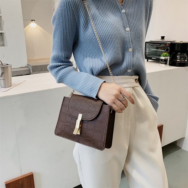 

female alligator pattern chain shoulder handbag fashion pu leather messenger bag popular simple female daily bag
