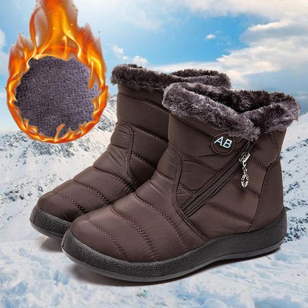 

winter boots women waterproof snow boots female plush winter ankle for women booties warm shoes short botas mujer, Black