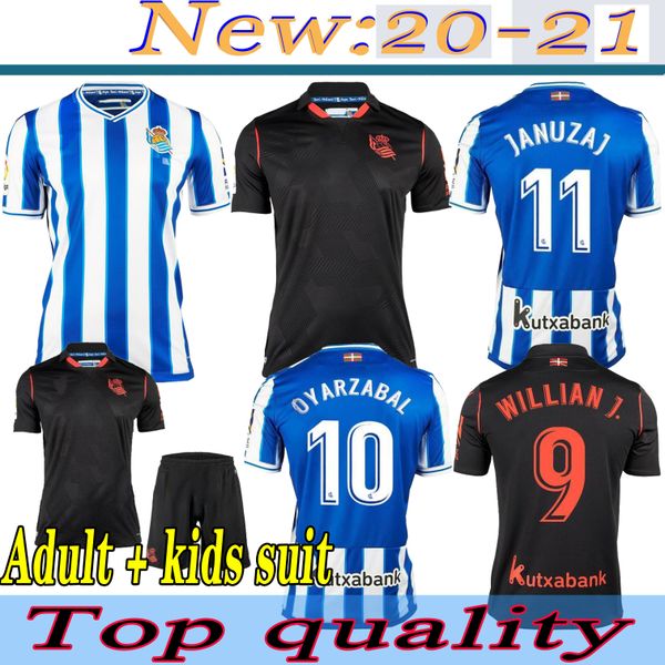 

kids suit 20 21 real sociedad soccer jerseys 2020 2021 royal society prieto xabi granero girretxe carlos football shirts uniform, Black;yellow