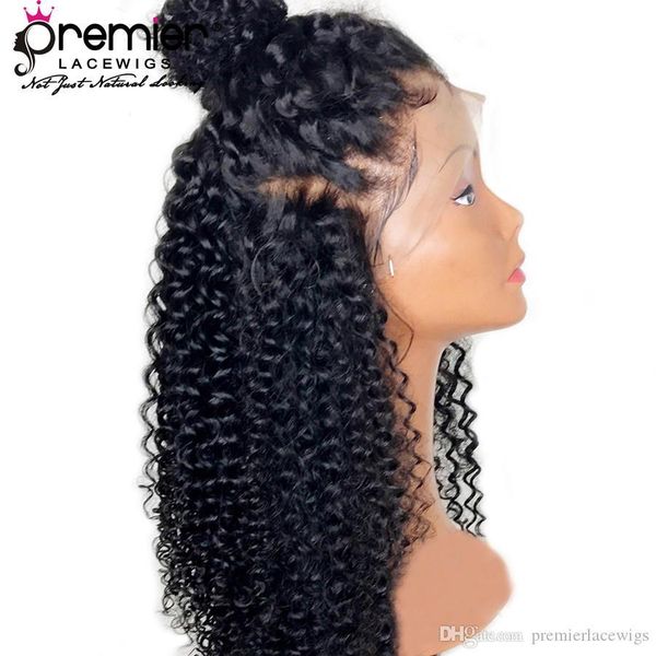 

premier glueless full lace wigs natural hairline with baby hair brazilian remy hairs curly wigs natural hairline with babyhair, Black;brown