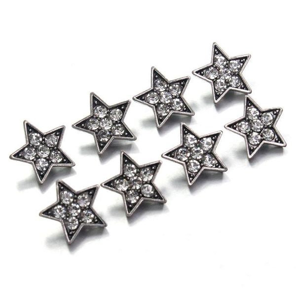 

6 colors 10pcs lot crystal five pointed star 12mm metal snaps button for women's bracelet metal snap earrings jewelry h sqcfyf