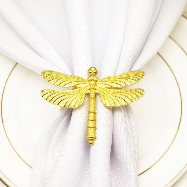 

6pcs l tableware silver golden dragonfly napkin buckle napkin ring metal ring