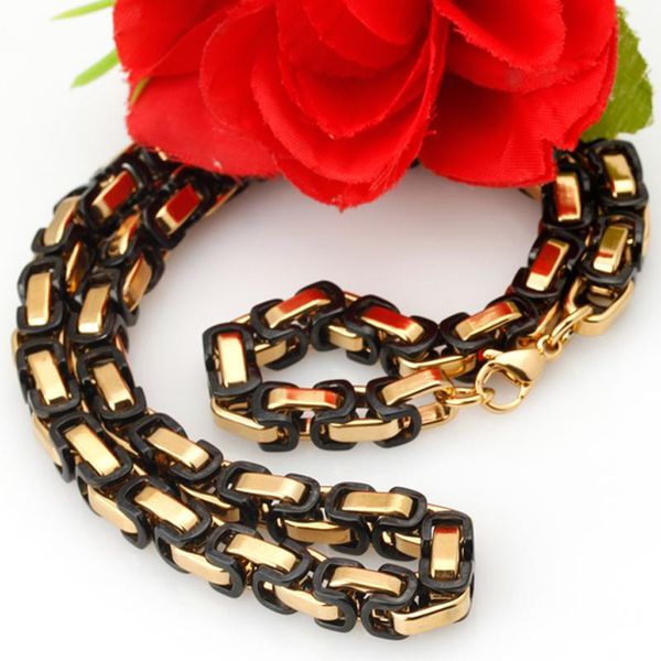 

5/6/8mm trendy 316l stainless steel gold black tone byzantion box chain mens womens necklace or bracelet 7"-40" fashion jewelry, Silver