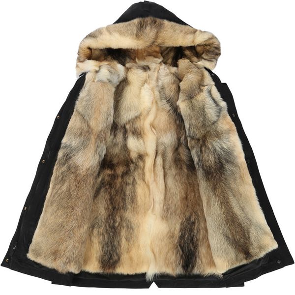 

fashion fox fur lining genuine sheepskin leather jacket for men