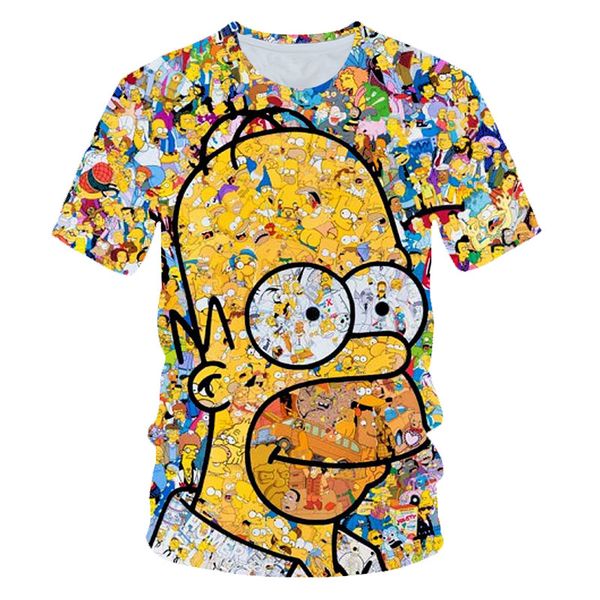 

simpson animation with round collar and in 3d print shirts graphic funny funny men clothing