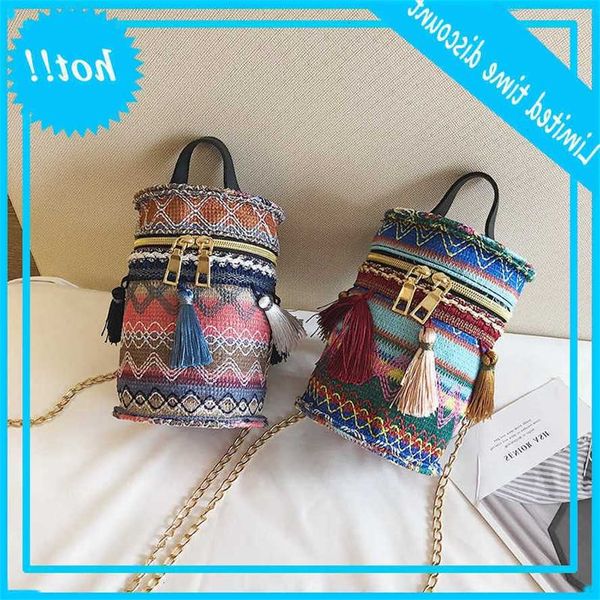 

chain mini fairy summer 2019 fashion tassel woven bucket bag
