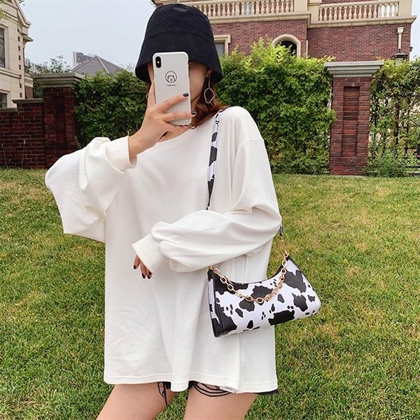 

fashion cow printed crossbody bag women chain pu leather small shoulder messenger handbag female street money pouch