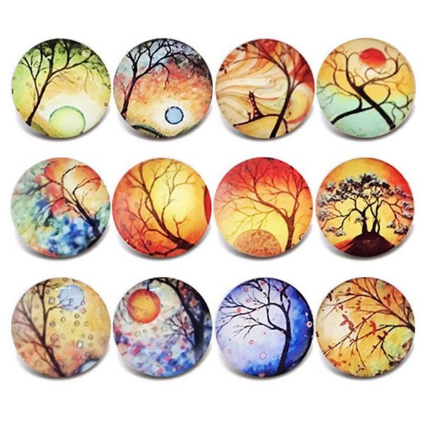 

10pcs/lot new glass snap jewelry tree of life mixed pattern snap buttons fit 18mm/20mm diy snap bracelet buttons jewel bbybvj