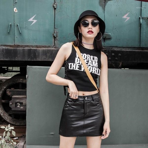 

womens sheepskin genuine leather solid black pockets shorts skirts trouser autumn fashion slim fit high waist zipper pantalon1, White;black