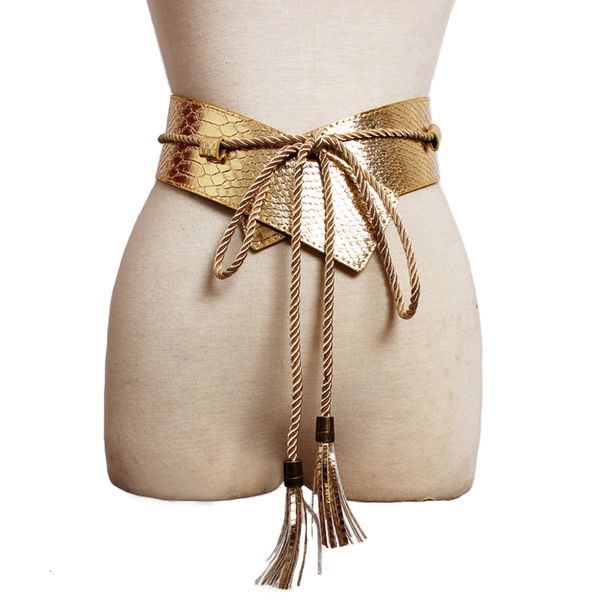 

fashion brand desgin wide leather belts for women dress female long tassel strap gold casual waistband woman 1012, Black;brown