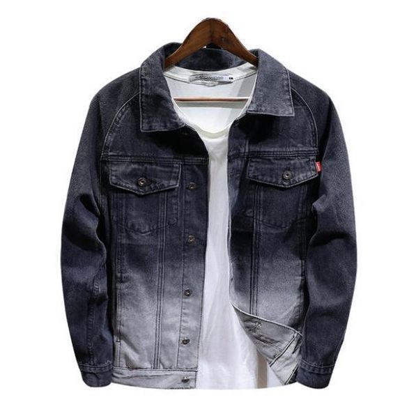 

gradient black and white slim denim jacket streetwear 2020 new fashion hip hop casual motorcycle jeans jackets coat outerwea, Black;brown