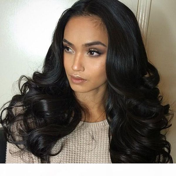 

150 density human hair full lace wigs virgin hair glueless peruvian wavy lace front wig with baby hair, Black;brown
