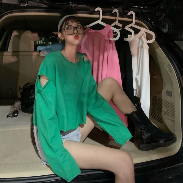 

early autumn 2020 new coatfashion versatile short sweater hole irl early autumn 2020 new coatfashion versatile short sweater hol, White