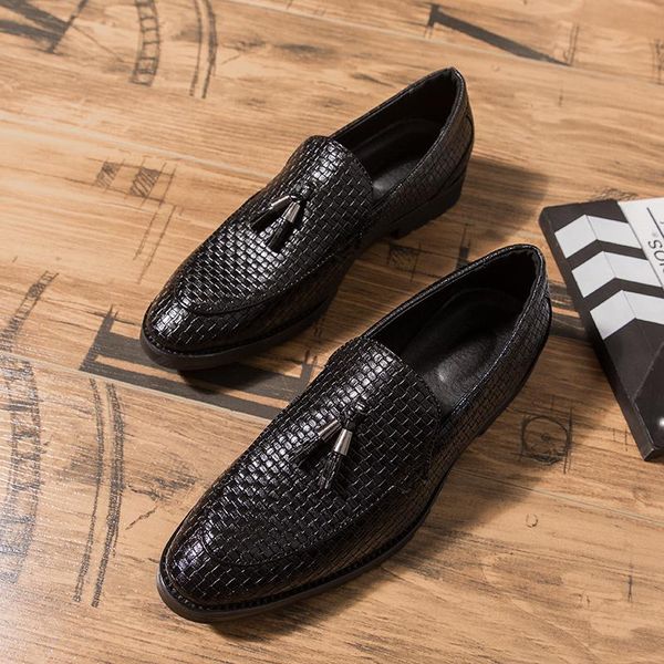 

cimim brand tassel luxury business formal men dress shoes new fashion italy office casual leather shoes comfortable loafers men, Black