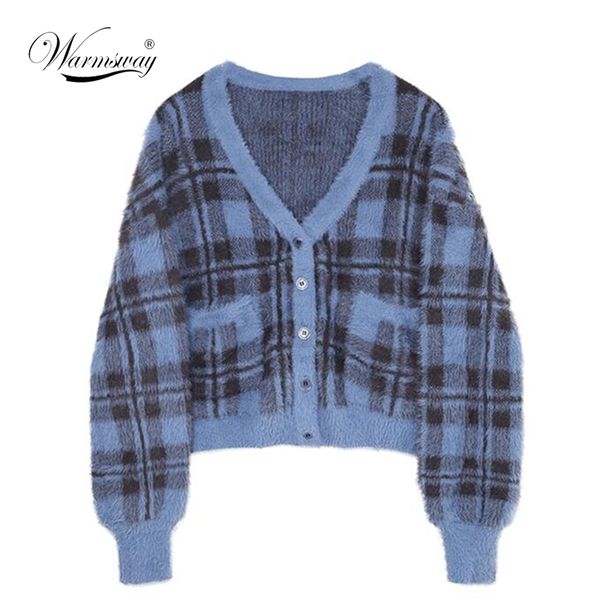 

fall winter new arrival slim plaid v-neck batwing sleeve short knitted cardigan women long sleeve korean casual c-175 y200915, White;black