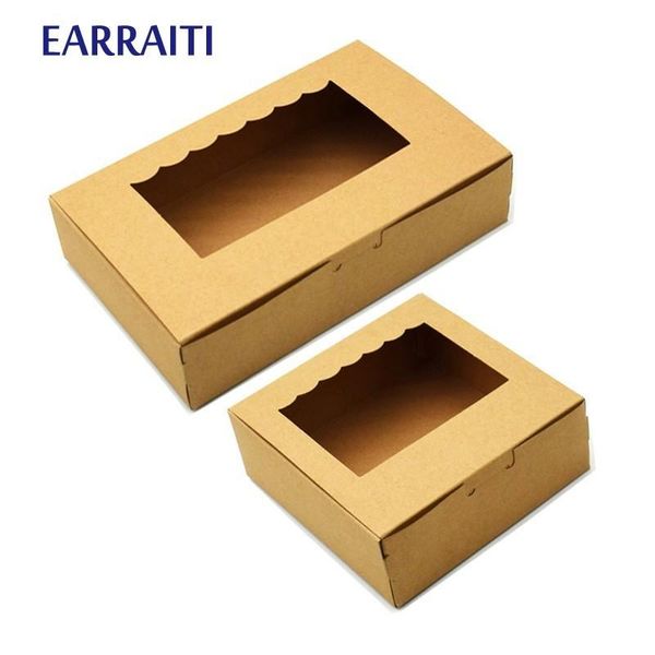 

12 pcs kraft craft paper box window cosmetics handicrafts gift paper box wedding favor cake candy packaging cardboard