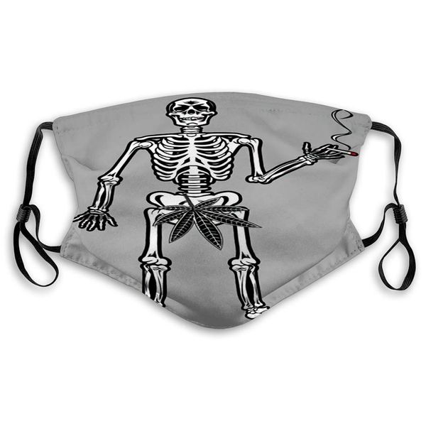 

mouth mask face cover anit dust mask skeleton of rastaman with cannabis leaf