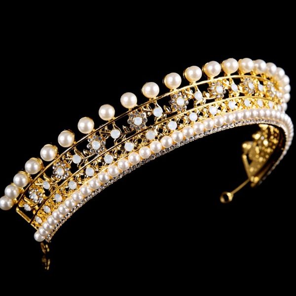 

tiktok new bride style headwear pearl gold silver diamond wedding accessories crown ornaments