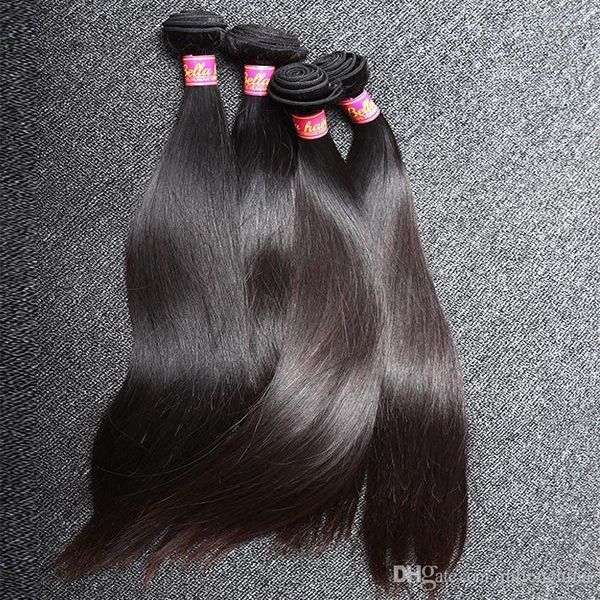 

100% unprocessed hair double weft silky straight 3 bundles natural color human hair extensions ing, Black