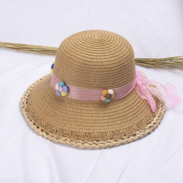 

new arrival baby sun hat cute flower summer straw hat for kids panama hat for girls sun bbock uv protection beach jllfsf dhzlstore, Black;white