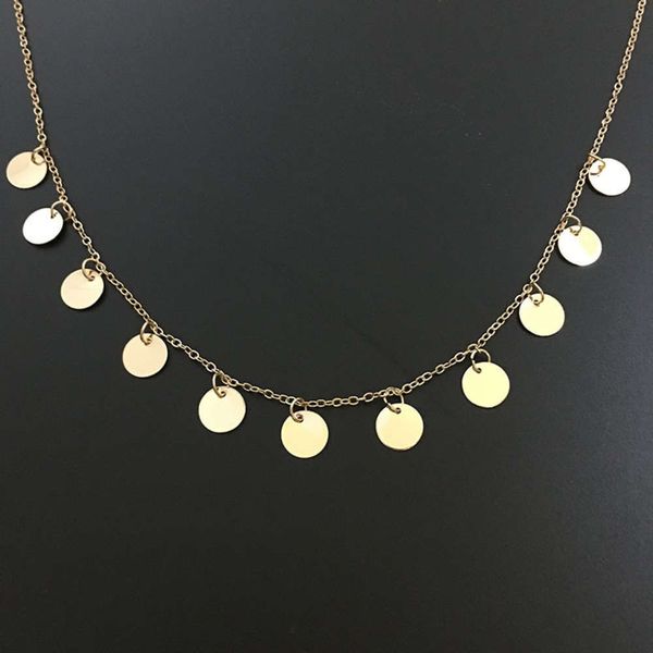 

simple sequin women's jewelry fashion alloy round necklacervkzq9lx, Silver