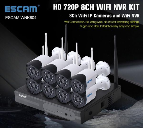 

wireless camera kits escam wnk804 8ch 720p nvr kit outdoor ir