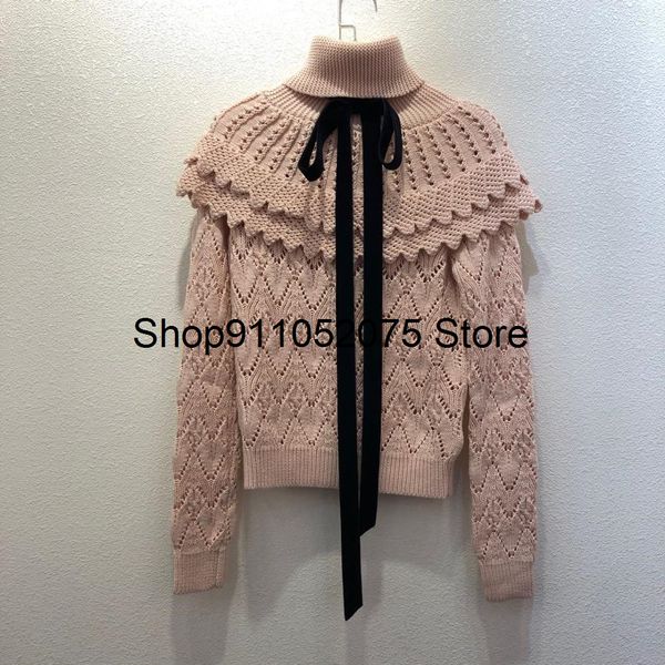 

2020 autumn new cotton + linen exquisite catwalk pink turtleneck sweater women h1211, White;black