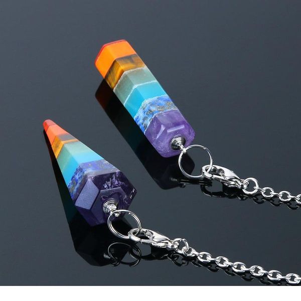 

reiki 7 chakra stones hexagon pendant healing aura precious stone pendant pendulums for dowsin jllars, Black