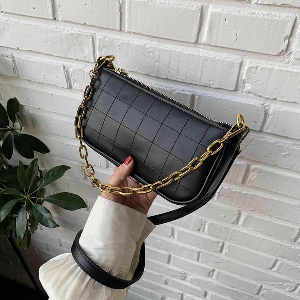 

leather underarm messenger bags women pure color chain shoulder handbags