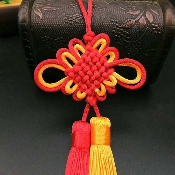 

5pc chinese knots red yellow double tassel keychain caps straps diy jewelry making charms pendant craft accessories craft tassel h jllkgs