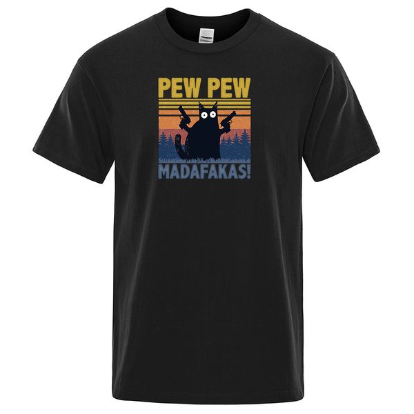 

pew pew madafakas short sleeve novelty funny cat vintage summer shirts tee crew neck streetwear hooded sweatshirt hoodie men t shirt