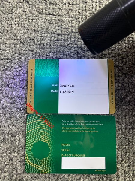 

2022 supe edition green no boxes custom made rollie nfc warranty card anti-forgery crown and fluorescent label gift serial tag, Black;blue
