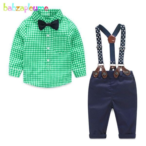 

2piece/0-24months/spring autumn newborn outfits baby boys clothes sets casual gentleman plaid shirt+pants infant clothing bc1155 t200706, White