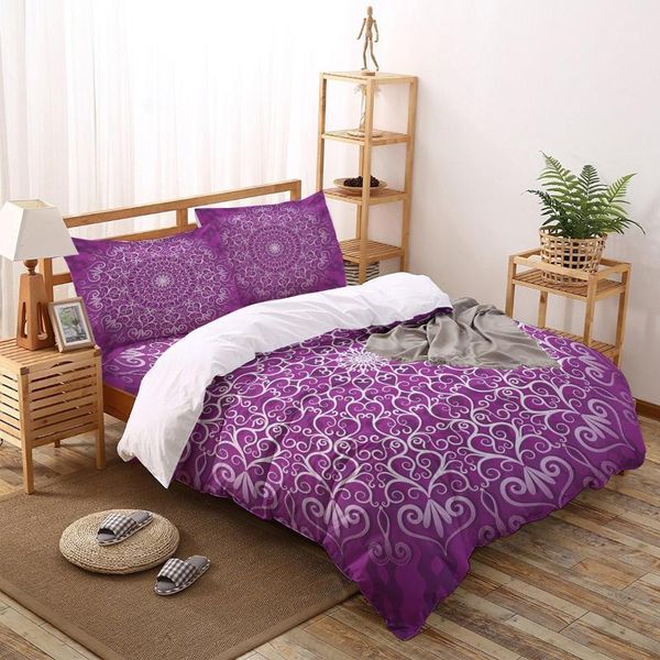 

arabesque carved mandala printed duvet cover set 4 piece bedding set home textile customizable1
