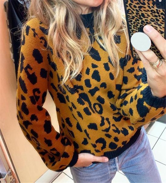 

fashion winter womens leopard sweater long sleeves round neck sweatshirt casual jumper women clothing kobieta swetry1, White;black