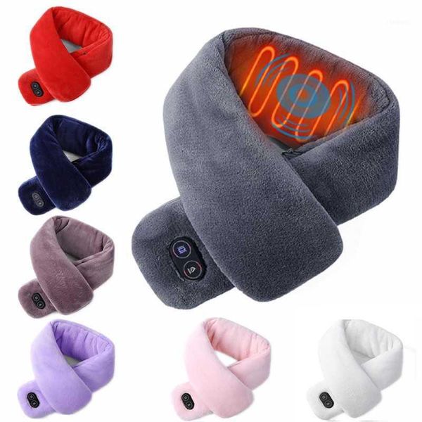

cycling caps & masks winter heated scarf neck warmer usb vibration men women heating couple smart electric massage plush collar scarves1, Black