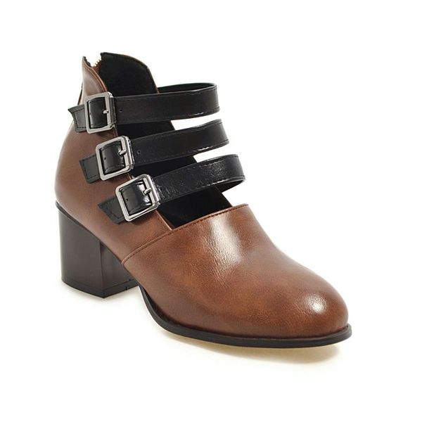 

dress shoes 2021 age season tide high button three rows over 40-47 shallow mouth with thick documentary female, Black